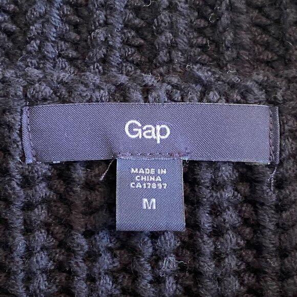 GAP Navy Marine Blue Cotton Chunky Knit Sweater Cardigan Jacket Ribbed Military - Picture 7 of 9